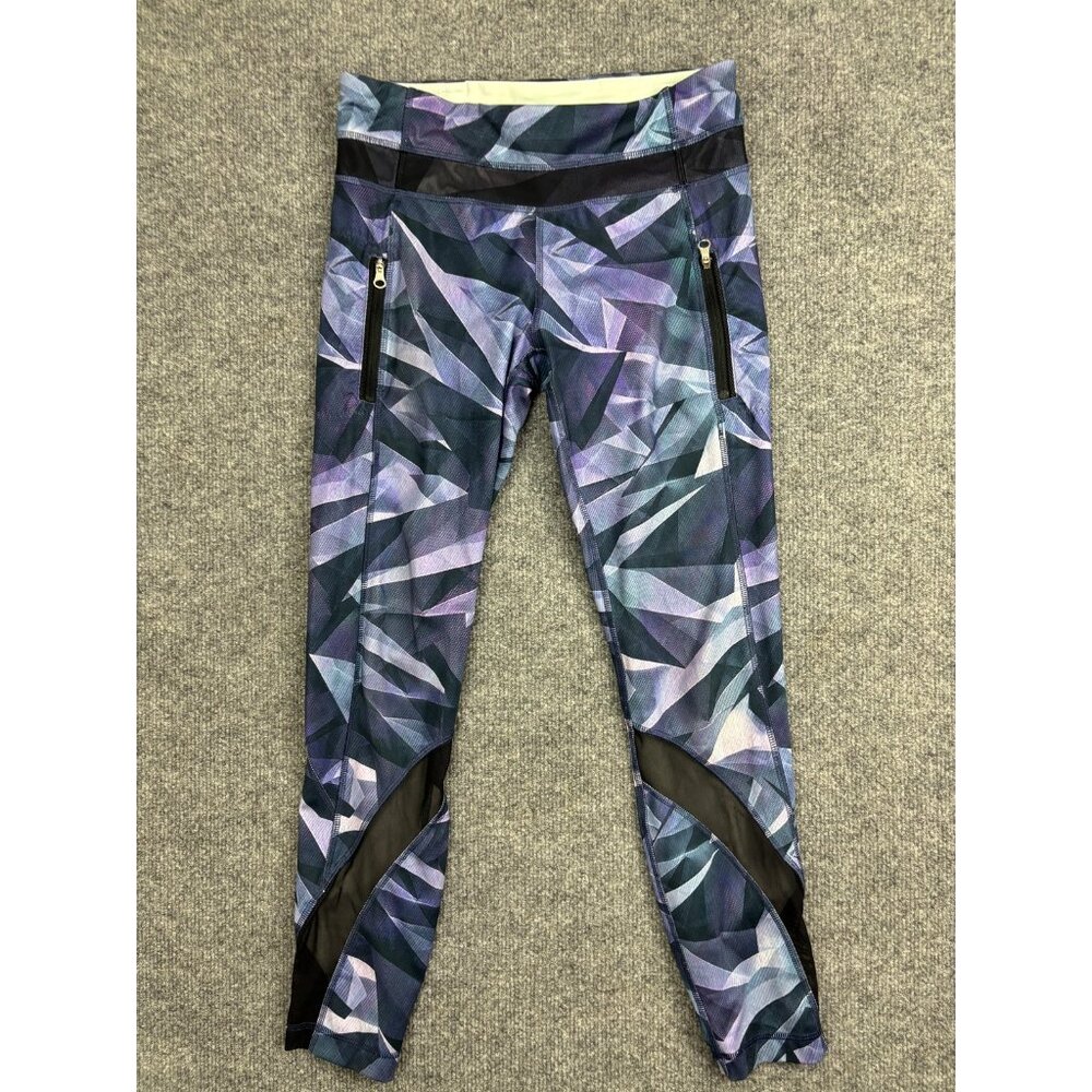 Lululemon Leggings‎ Womens 6 Multicolor Mid Rise Ankle Running Pants Zip Pockets